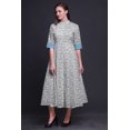 thumbnail image 4 of Bimba Floral Printed Womens Roll Up Sleeves Dress Mandarin Collar Button Down Shirt-Medium, 4 of 5