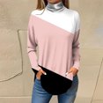 thumbnail image 2 of FAIWAD Womens Turtleneck Tunic Tops Long Sleeve Color Block Pullover Tops Casual Loose Trendy Tops, 2 of 3