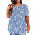 thumbnail image 2 of EGNMCR Hauts Grande Taille pour Femmes Décontractés à Imprimé Manches Courtes Col Rond Été Hauts Amples T-Shirt Blouse, 2 of 6