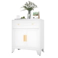 thumbnail image 1 of CHSHIN Coffee Bar Cabinet, Metal Kitchen Storage Cabinet, Modern Buffet Sideboard with Drawer,White, 1 of 6