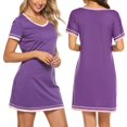 thumbnail image 3 of Pyjama d'Été pour Femmes à Manches Courtes, Col Cœur Pêche, Nuisette Décontractée, Robe de Nuit Ample et Confortable, Pyjama Décontracté, Robe de Maison, 3 of 4