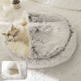 thumbnail image 1 of Lit pour Animaux en Peluche Rond avec Capuche, Lit Chaud pour Petits Chiens, Lit Doux et Moelleux pour Chat, 1 of 5