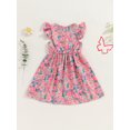 thumbnail image 3 of EYIIYE Robe Midi d'Été pour Petite Fille 1T-8T, Robe Trapèze à Manches Volantées pour Tout-Petit, Imprimé Floral, Col Rond, Robe Décontractée, Col Rond, Robe de Princesse à Fleurs pour Fête, Mode pour Enfants, Vêtements Mignons pour les Vacances, 3 of 6