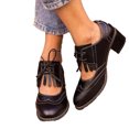 thumbnail image 4 of CEHVOM Women's Shoes British Style Solid Color Retro Middle Heel Lacing Non-slip Sandals, 4 of 6