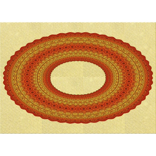 Ahgly Company Tapis d'Intérieur Rectangulaire Transitionnel Orange Rouge Orange Lavable à la Machine, 7 Pieds x 10 Pieds