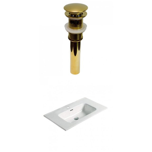 American Imaginations 24.16-in. W 1 Hole Ceramic Top Set In White Color - Overflow Drain Incl. AI-30558