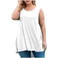 thumbnail image 2 of AherBiu Débardeurs d'Été Grande Taille pour Femmes Coupe Ample Col Rond Sans Manches Ourlet Mode Basique T-Shirt, 2 of 5