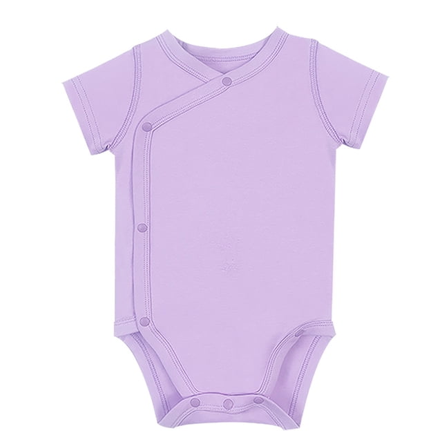 MIASHUI Baby Short Sleeve Side Snap Bodysuit Unisex Solid Color Soft Clothes,Purple,9-12 Months