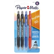 Paper Mate Profile Gel Pens, Medium Point (0.7 mm), Retractable, Assorted Colours, 4 Count