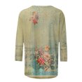 thumbnail image 4 of Hauts d'Été pour Femmes Mode T-shirt Ample Imprimé Blouse à Manches 3/4 Col Rond Hauts Décontractés Hauts, T-Shirts et Blouses pour Filles en Liquidation, 4 of 5