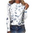 thumbnail image 1 of CEHVOM Blouse Mode Femme Ample Manches Longues Col Rond T-Shirt Imprimé Noël Liquidation, 1 of 4