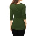thumbnail image 4 of INSPIRE CHIC Haut Froncé à Col Bénitier pour Femme à Manches Longues avec Boutons Décoratifs pour Tenue Décontractée 2TG Vert, 4 of 6