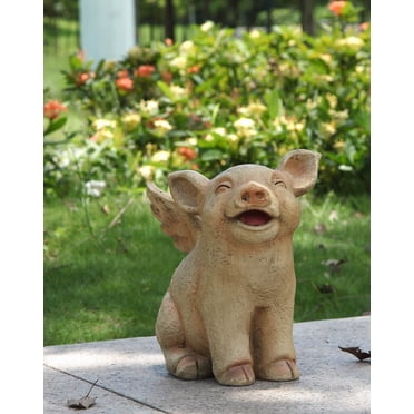Laughing Pig Statue W/Wings-Garden Décor, Home Decoration, Farm Décor, Great Gift Option