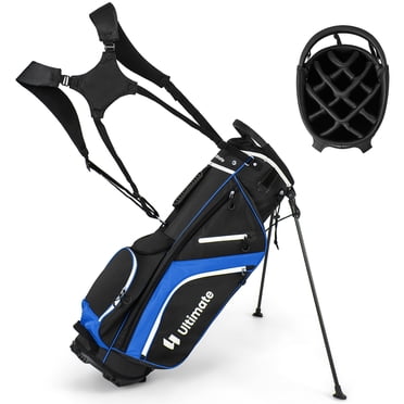 Gymax Sac de Support de Golf Sac de Club de Golf avec Séparateurs Supérieurs à 14 Voies et 6 Poches et Poignées de Transport Bleu