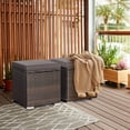 thumbnail image 2 of Patiojoy 2 Pieces Patio Ottoman Multipurpose Outdoor Wicker Footstool Storage Box Side Table w/ Solid Metal Frame Additional Seating w/ Removable Cushions Gray, 2 of 7