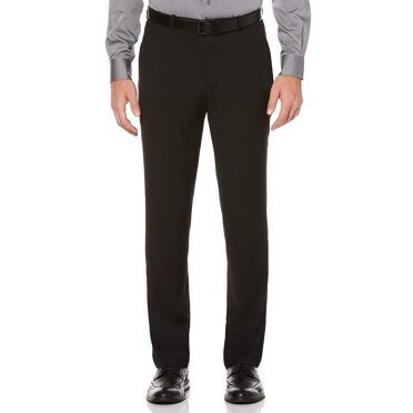 Perry Ellis Men's Slim Fit Dress Pants, With Flat Front Stretch Fabric (Waist Size 26-42), Black, 36W x 30L