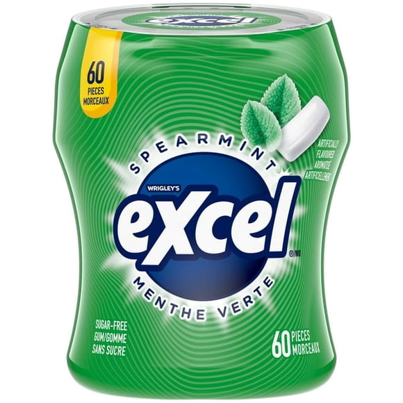 EXCEL , Gomme à Mâcher Sans Sucre Aromatisée à la Menthe Verte, 60 Pcs, 1 Bouteille