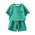 thumbnail image 1 of Économies d'Été! HVOBTTY Ensemble Décontracté 2 Pcs à Manches Courtes pour Filles, Ensemble d'Été pour Fille Col Rond Manches Courtes Shorts Ample Décontracté Ensemble 2 Pcs Vert, 1 An, 1 of 2