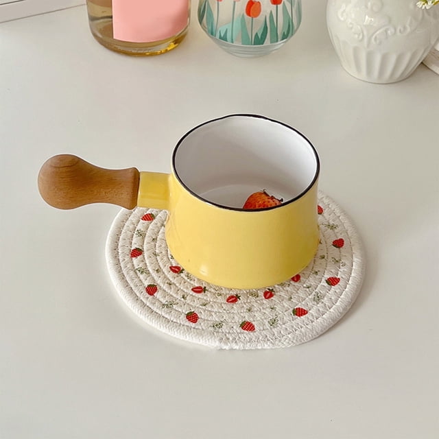 TIMIFIS Housse de Légumes Tissée Napperons Isolés Tapis de Table Napperons Imprimés Napperons Ronds Tapis pour Casseroles Tapis pour Bols Gadgets de Cuisine