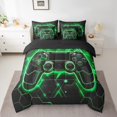 thumbnail image 2 of Neon Honeycomb Bed in a Bag Queen Comforter Set 7 Piece,Gamer Gamepad Bedding Sets Video Game Controller Gaming Sheet Set with Comforter,2 Pillowcases,2 Throw Pillow Covers, 2 of 5