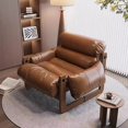 thumbnail image 4 of Fauteuil en Cuir avec Accoudoirs en Bois, 4 of 4