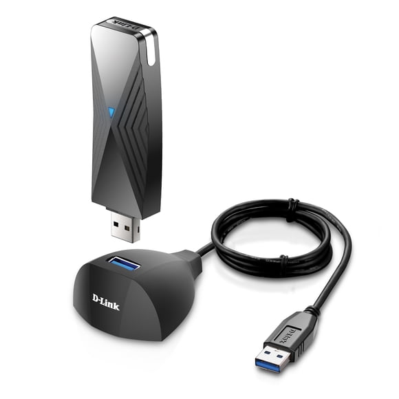 Adaptateur USB Wi-Fi 6 D-Link AX1800 USB 3.0 Double bande Internet sans fil longue portée pour ordinateur de bureau PC portable Windows (DWA-X1850-B1)