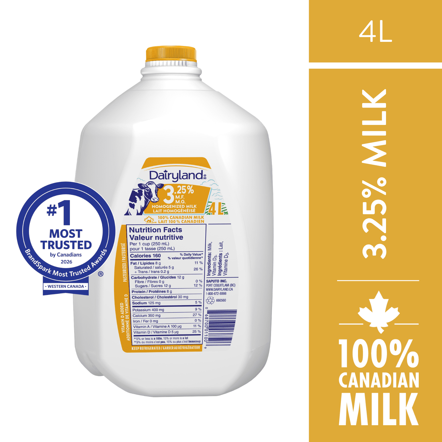 Dairyland 3.25% Homogenized Milk - Walmart.ca