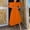Orange, variant on EQWLJWE Summer Saving Clearance ! Women's 3/4 Fold Multi layered Sleeves Round Neck Asymmetric Large Dress Party Dress Hem Dress Summer Dresses 2023