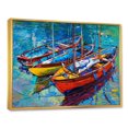 thumbnail image 2 of Designart Trois bateaux dans le port ART MURAL À CADRE FLOTTÉ, 2 of 4