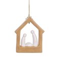 thumbnail image 4 of HOLIDAY TIME 4.5 Inch Nativity Scene Ornament, Ceramic Holy Family Stable Hanging Decor with Golden Star, Christmas Tree Ornament, 4 of 5