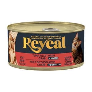 Reveal Chat humide naturel Food Filet de thon avec crabe dans le bouillon 70g Peut