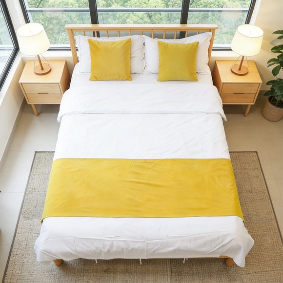 Solid Color Bed Runner Soft Decorative Bed Scarf Protector Cover for Hotel Bedroom