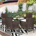 thumbnail image 3 of Gymax Patio 4PCS Rattan Arm Dining Chair Cushioned Sofa Furniture Brown, 3 of 10
