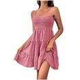 thumbnail image 2 of UPPADA Women's Robe d'Été Trapèze Cami Mini Robe Sans Manches Évasée Courte Robes Décontractées Mignonnes Robes d'Été Grande Taille Plage Vacances Robes Fluides Boho à Bretelles Spaghetti Robe Décontractée Rose,G, 2 of 3