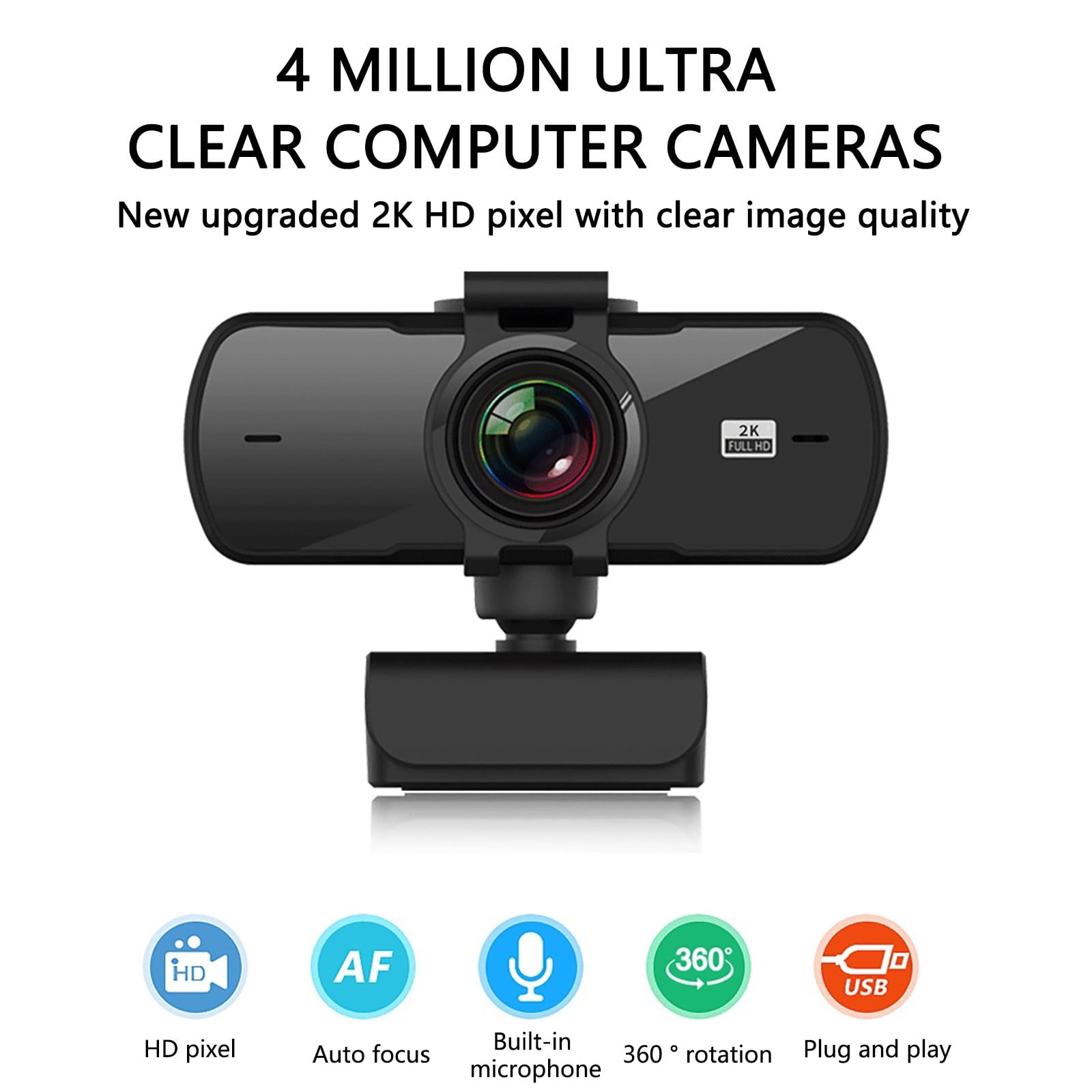 PEONAVET Autofocus Webcam Autofocus Webcam Webcam 2K Video Web Live Webcam Auto