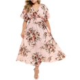 thumbnail image 2 of CHUANK Robes Maxi d'Été Grande Taille pour Invitée de Mariage Robe en Dentelle à Empiècements Épaules Dénudées Longues Robes Manches Courtes, 2 of 7