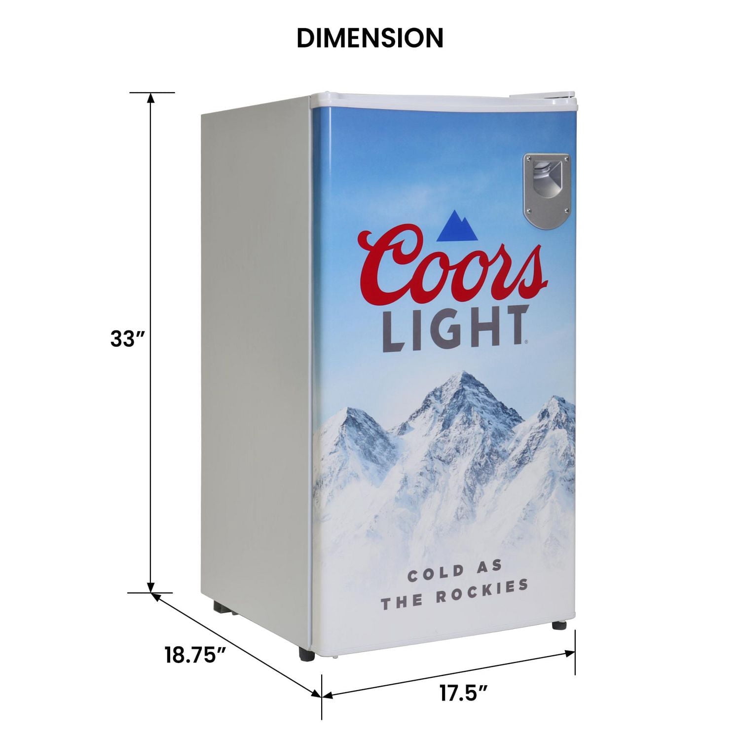 Coors Light Réfrigérateur compact de 3,2 pi³ avec ouvre-bouteille intégré, mini refroidisseur de boissons, blanc