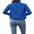 thumbnail image 2 of Aunavey Women‘s Basic Button Down Long Sleeve Stretchy Jean Trucker Denim Jacket, 2 of 8