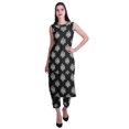 thumbnail image 1 of Moomaya Ensemble Kurta et Pantalon Sans Manches pour Femmes à Col Peter Pan Imprimé, Ensemble Ethnique 2 Pcs, 1 of 6