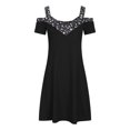 thumbnail image 4 of Gspmoly Robes d'Été pour Femmes, Robe Aguichant Imprimée à Épaules Dénudées pour Femmes, Robe Suspendue d'Été Mini à Manches Courtes à Col en V, Robes de Soirée pour Femmes en Liquidation, 4 of 6