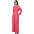 thumbnail image 3 of Bimba Robe Jilbab Unie à Manches Longues pour Femme, Col Mandarin, avec Poches, 3 of 6