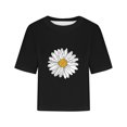 thumbnail image 3 of Lolmot Women Drop Shoulder Round Neck Oversized Crop Tops Workout Tops Tees, 3 of 5