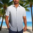 thumbnail image 2 of Pisexur Shirts for Man T Hommes Mode Décontractée Col Rabattu Impression Dégradée Manches Courtes Chemise Boutonnée Blouse Gris, m Chemises de Golf Hommes & Chemises Hommes, 2 of 7