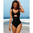 thumbnail image 3 of Charmo Womens Ribbed One Piece Swimsuits High Cut Padded Monokini Bathing Suit, 3 of 6