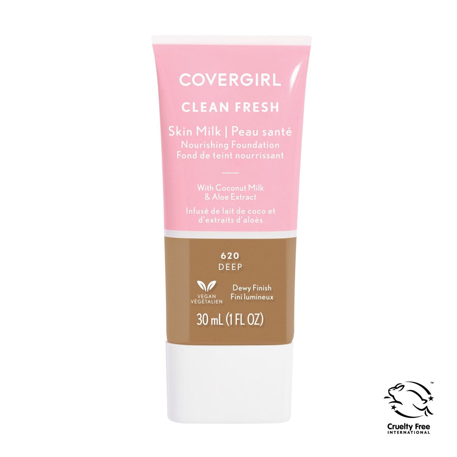 COVERGIRL - Fond de teint couvergance légère Clean Fresh, formulé sans parabènes, sulfates, huile minérale et talc. Enrichi en niacinamide, lait de coco et aloès, 100 % végétalien et sans cruauté enve