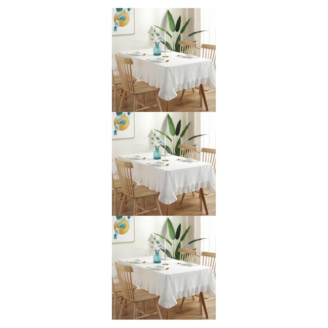 Baohd Durable And Easy To Wash Tablecloth With Vintage Style Rectangular Table Tablecloth Cotton Dining Tablecloth Table Cover white 140*140CM 3Set