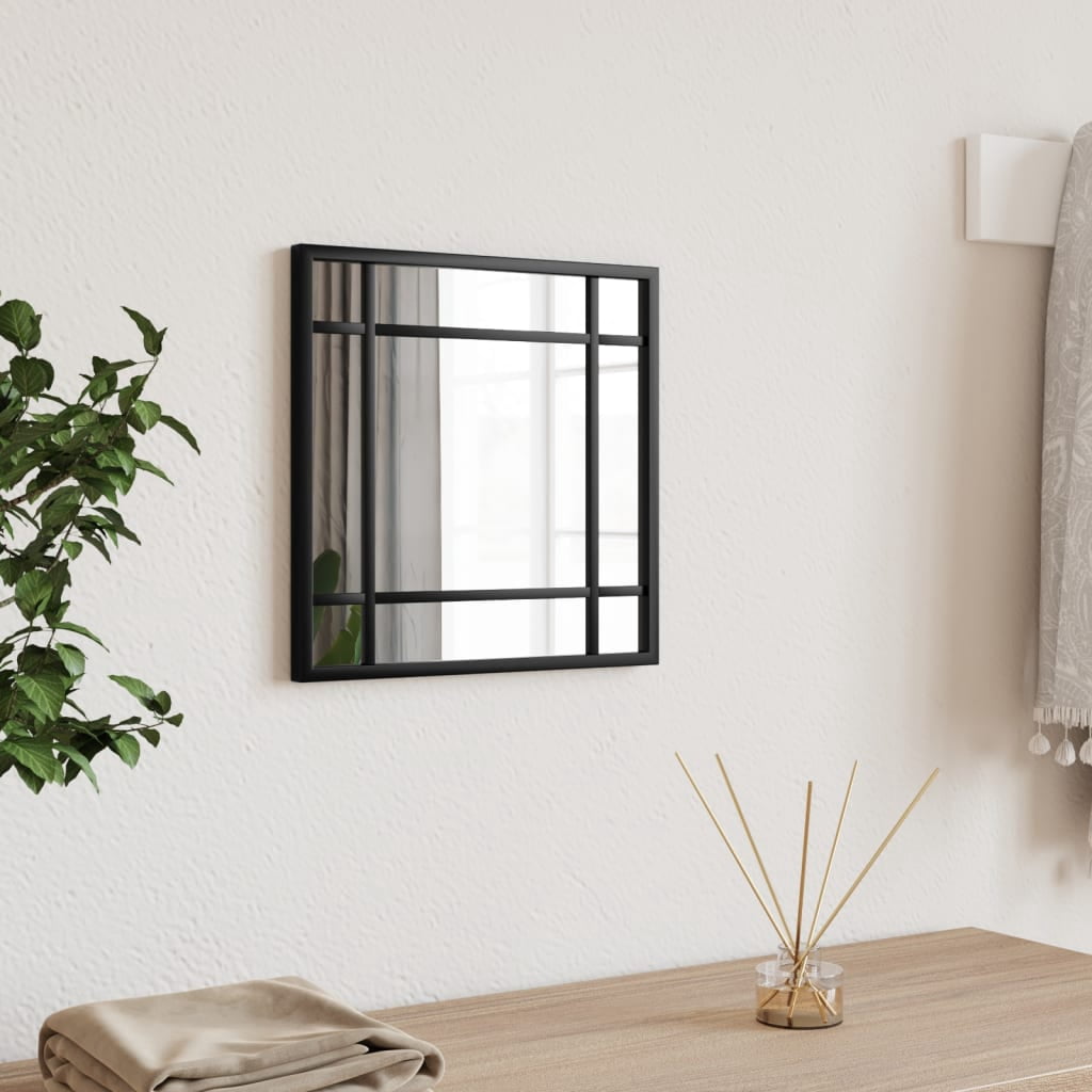 vidaXL Miroir Mural Noir 30x30 cm Carré en Fer