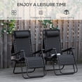 thumbnail image 4 of Outsunny 2 Piece Foldable Lounge Chair with Canopy Shade, Black, 4 of 10