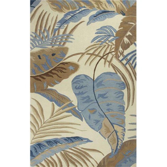 HomeRoots 353971 30 x 50 in. Wool Ivory & Blue Area Rug