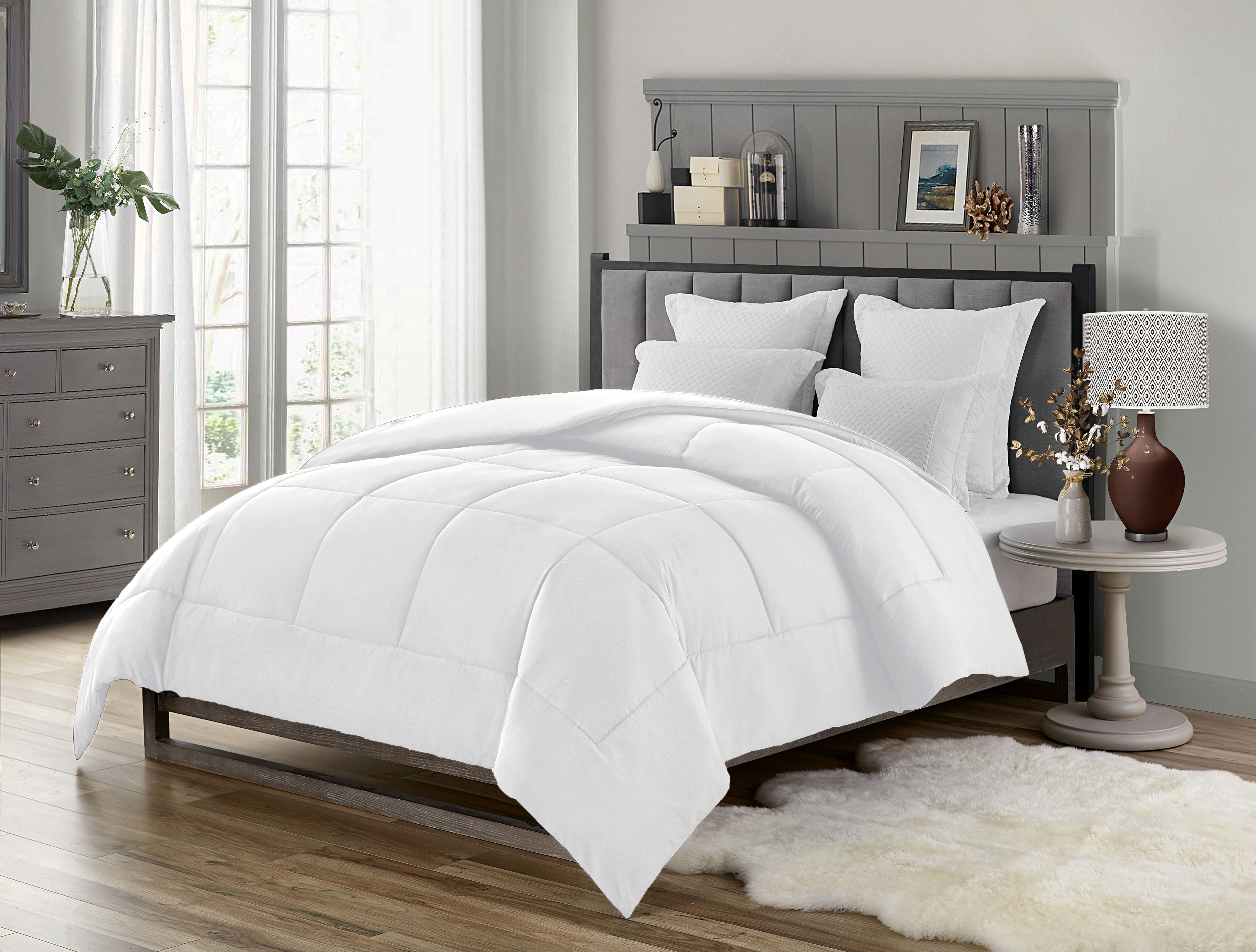 Couette Synthétique à Garnissage Lourd Swift Home, Literie Ultra Douce Toutes Saisons Hypoallergénique, Grand Lit/Double, Blanc